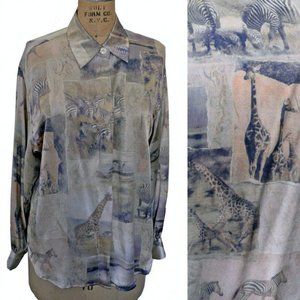 Vintage 90s Liz Claiborne Animal Print Silk Blouse